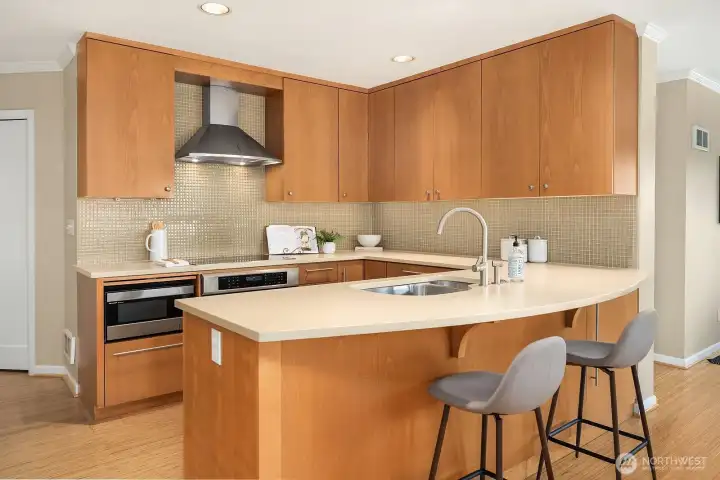 This luxurious kitchen was totally remodeled by Prestige Custom Builders. This luxurious kitchen was totally remodeled by Prestige Custom Builders.