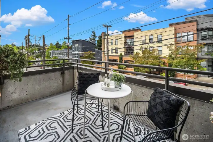 This huge private balcony has a small garden bed to the left and amazing territorial views. This huge private balcony has a small garden bed to the left and amazing territorial views.