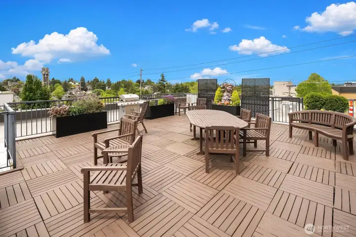 The incredible Galer Gardens rooftop deck. The incredible Galer Gardens rooftop deck.