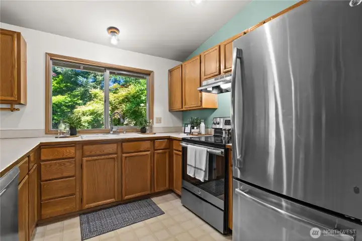 A window overlooking the backyard landscape is better than art on the wall any day, right? A window overlooking the backyard landscape is better than art on the wall any day, right?