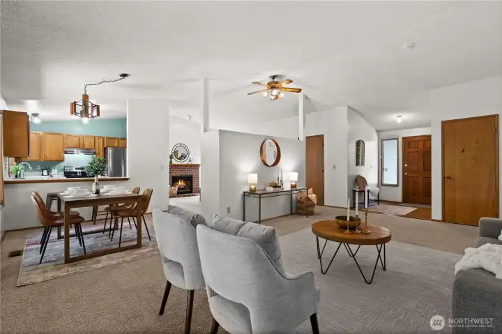 You're going to love this one-of-a-kind great room complete with vaulted ceilings. You're going to love this one-of-a-kind great room complete with vaulted ceilings.
