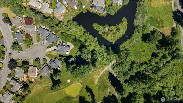 A small pond, fed from Jenkins Creek and/or Lake Wilderness is located nearby. A small pond, fed from Jenkins Creek and/or Lake Wilderness is located nearby.