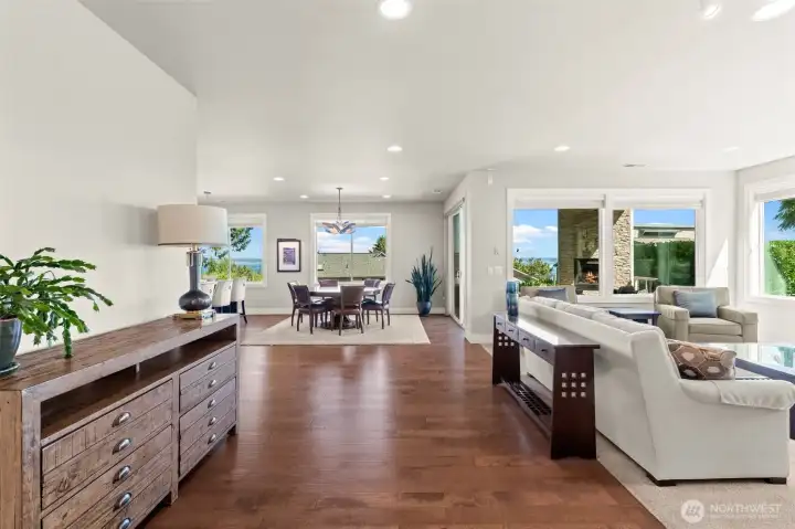 Thoughtfully designed open floor plan provides comfortable gathering spaces with views extending outdoors. Thoughtfully designed open floor plan provides comfortable gathering spaces with views extending outdoors.