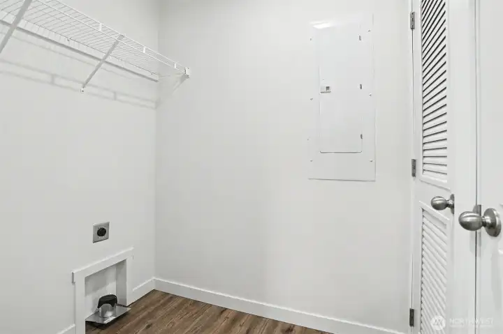 Laundry room with hot water heater and furnace in the doors to the right. This room is off the kitchen Laundry room with hot water heater and furnace in the doors to the right. This room is off the kitchen