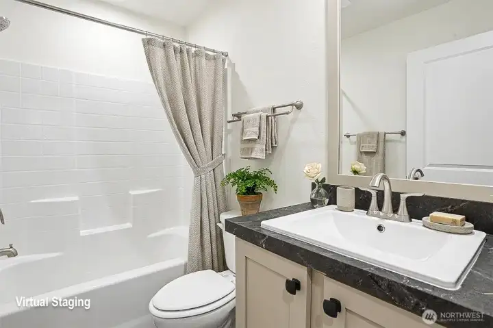 Virtually staged 2nd bathroom Virtually staged 2nd bathroom