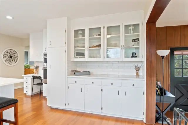 Classic, clean-lined cabinetry still part of the Kitchen and eat-in area