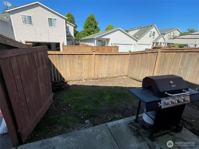 Fully fenced backyard.