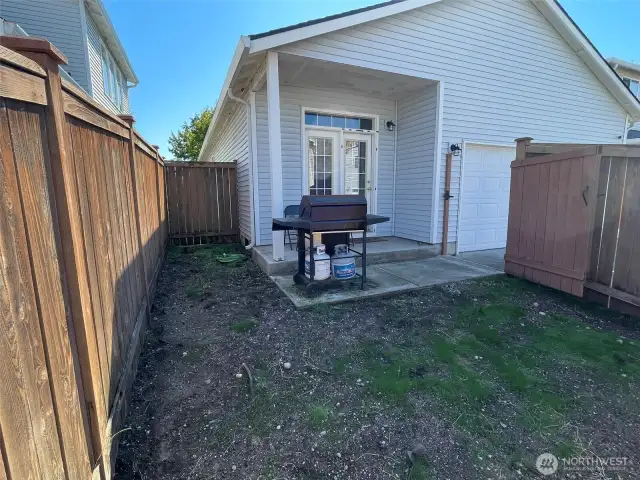 Back yard covered porch.