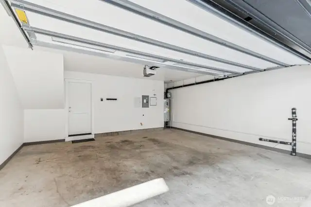 2 car garage with EV charging.