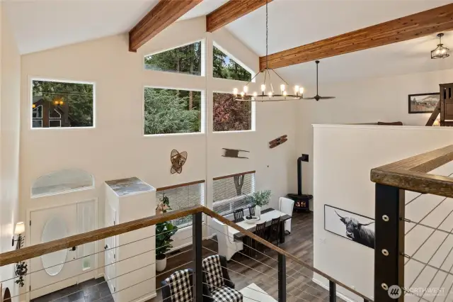 Wall of windows flooding the spaces with natural light.