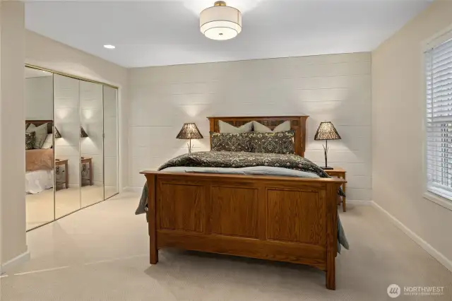 Guest bedroom upstairs that connects to bathroom