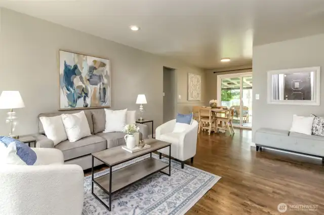 This view of the family room is from the front door.