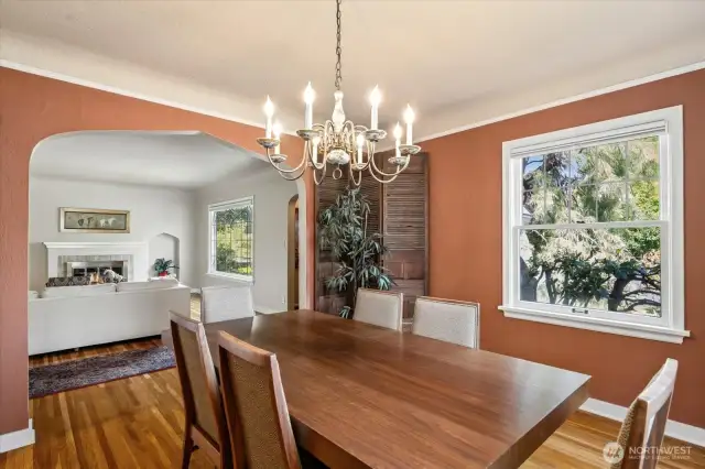 Formal dining with leaded picture window