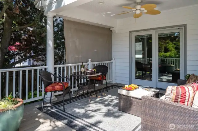 Covered deck and patio doors to informal living