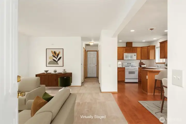 Welcome home!  Open Floor Plan Living, Dining & Kitchen