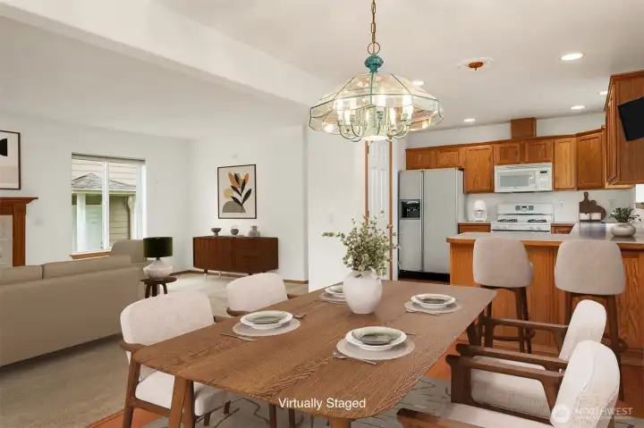 Open Floor Plan Living, Dining & Kitchen