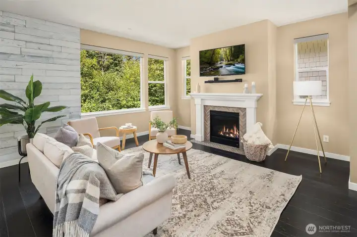 Main Floor living area with gas fireplace