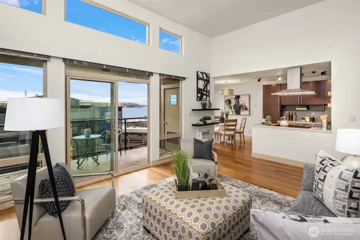 Looking towards kitchen and dining.