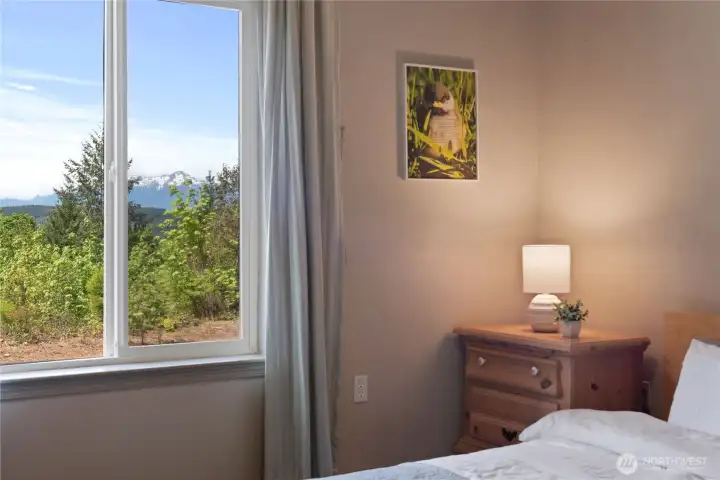 2nd bedroom with Olympic Mountain views