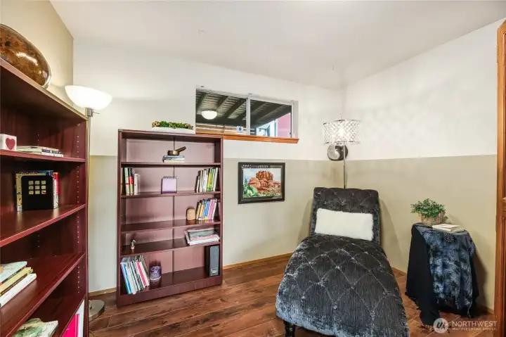 Reading nook in downstairs rec room.