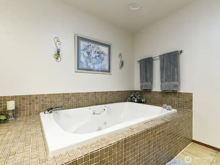 Jacuzzi tub with lights heated.