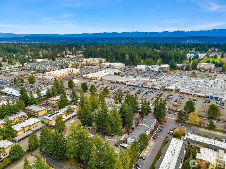 Additional exterior bird-eyes view of the Ironwood condominiums, positioned right across from Crossroads Mall
