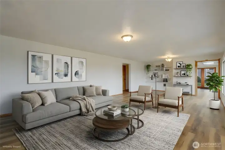 Staged lower level living room Staged lower level living room