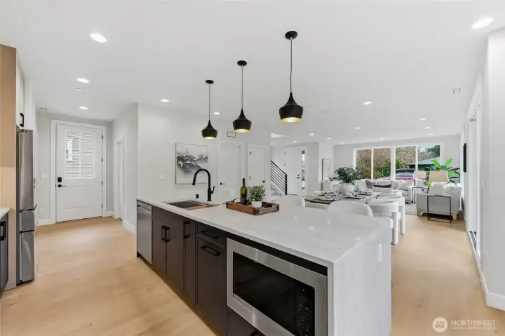 Appliance placement lends itself to minimal clutter in the kitchen.k