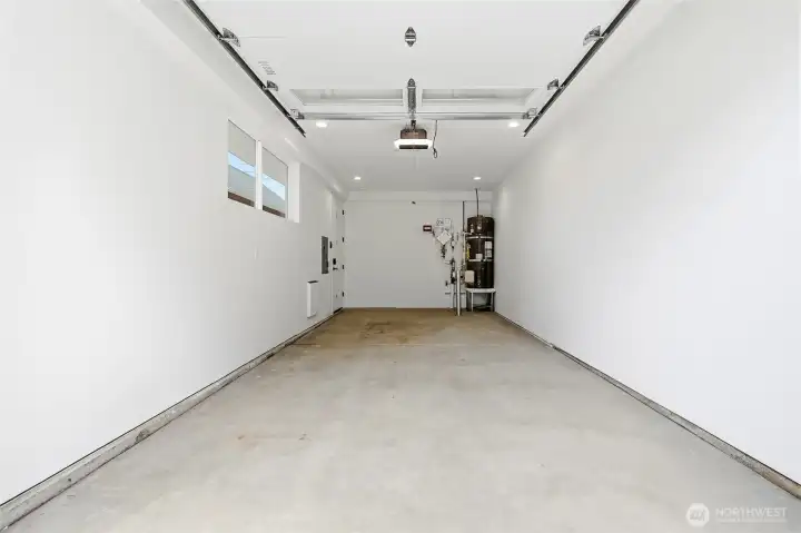 The one car garage is finished, insulated & heated