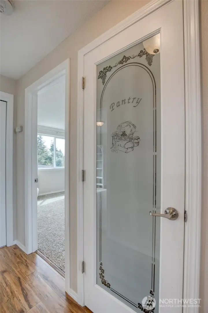 Large pantry closet just off the kitchen is conveniently located.