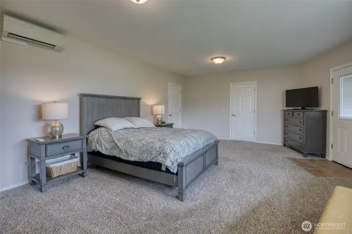 Walk in closet and patio access from the first floor suite.