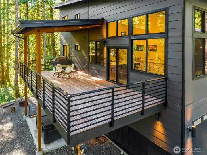 Oversized deck, designed for all weather entertaining