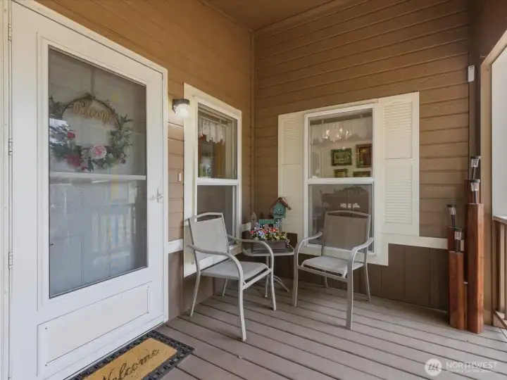 Seating space on the covered front porch