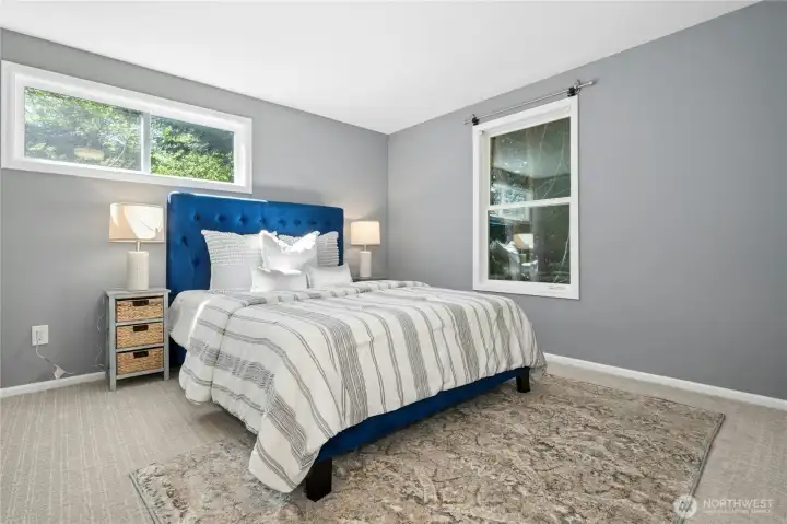One of two bedrooms on the upper level