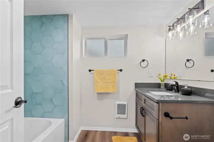 Downstairs Bath with Beautiful Tile Work
