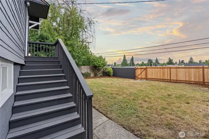 Back Steps and Gate to Alley Access 1 Car Garage