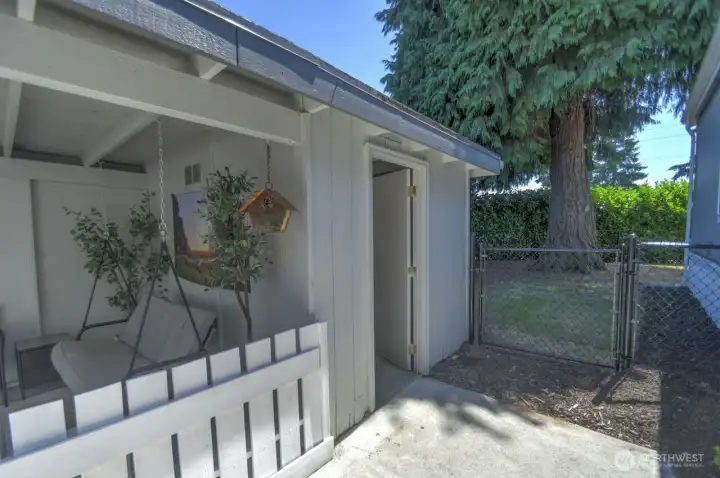 SINGLE CAR CARPORT WITH NICE SHED FOR STORAGE