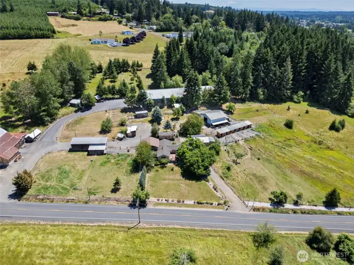 Aerial view of the thoughtfully laid out property. Aerial view of the thoughtfully laid out property.