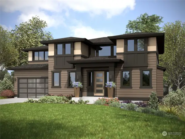 Rendering of the front of the home. Plans are currently pending approval.
