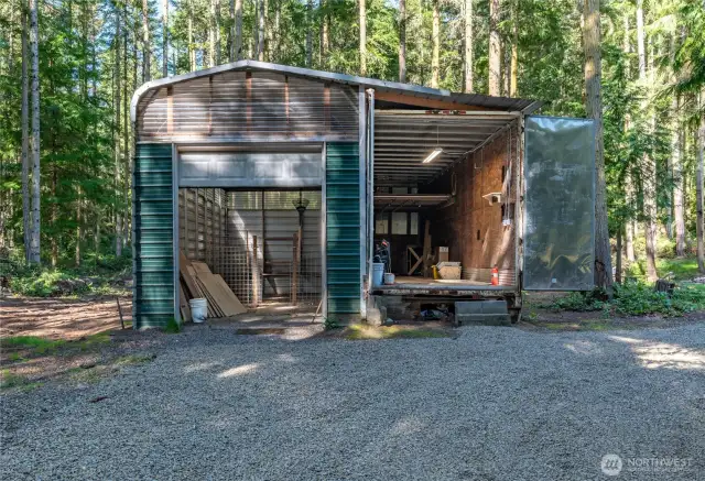 Storage trailer and shop.