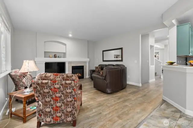 To the left of this room is a slider to the backyard