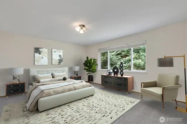 Primary bedroom virtually staged