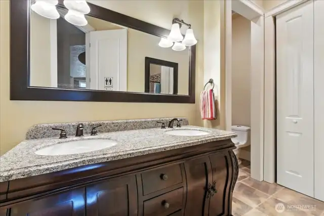 Bathroom downstairs in the lower level.