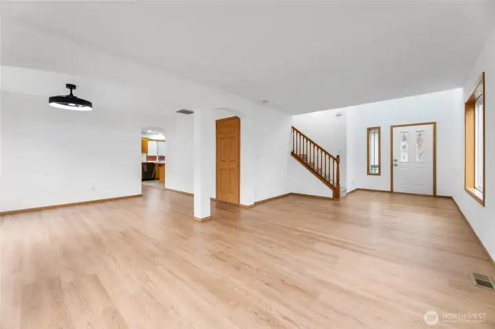 New light fixtures with fans installed.