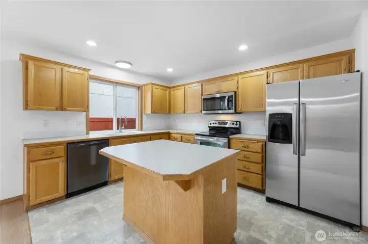 Stainless steel appliances.