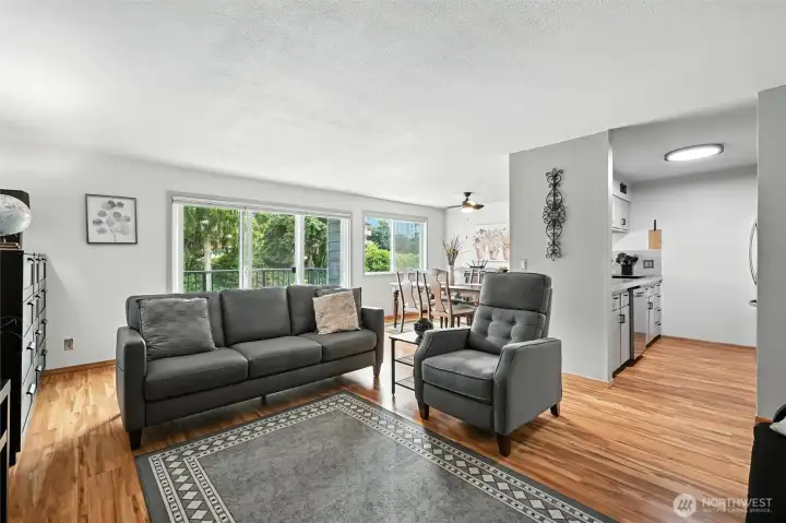 Plenty of space for living and dining spaces. All open to updated kitchen.
