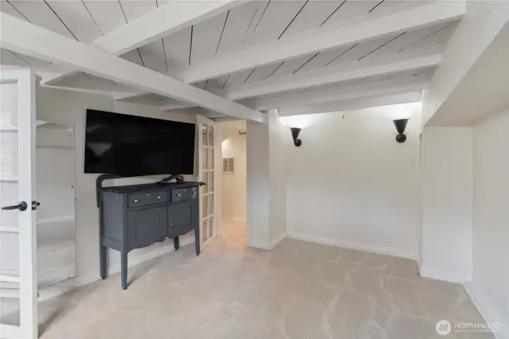 This room takes you back to the days when this was just a cabin. To the left and around the corner is the closet/storage area.