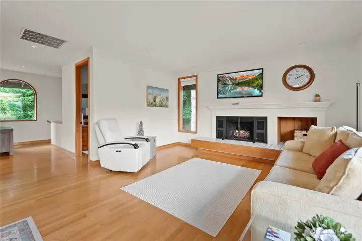 Beautiful hardwood flooring throughout the main living area.
