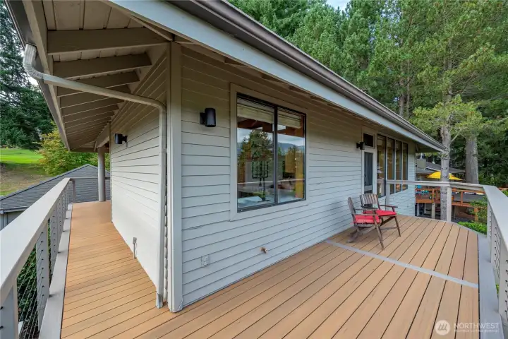 A great view of this beautiful new deck, ready for your to enjoy your morning coffee and evening skies!