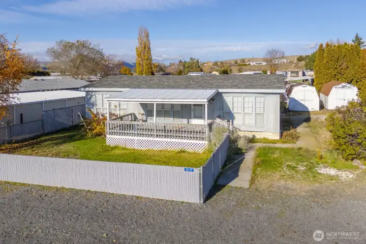 Large Entry Patio Covered, so you don't have to worry about shoveling snow off your porch!